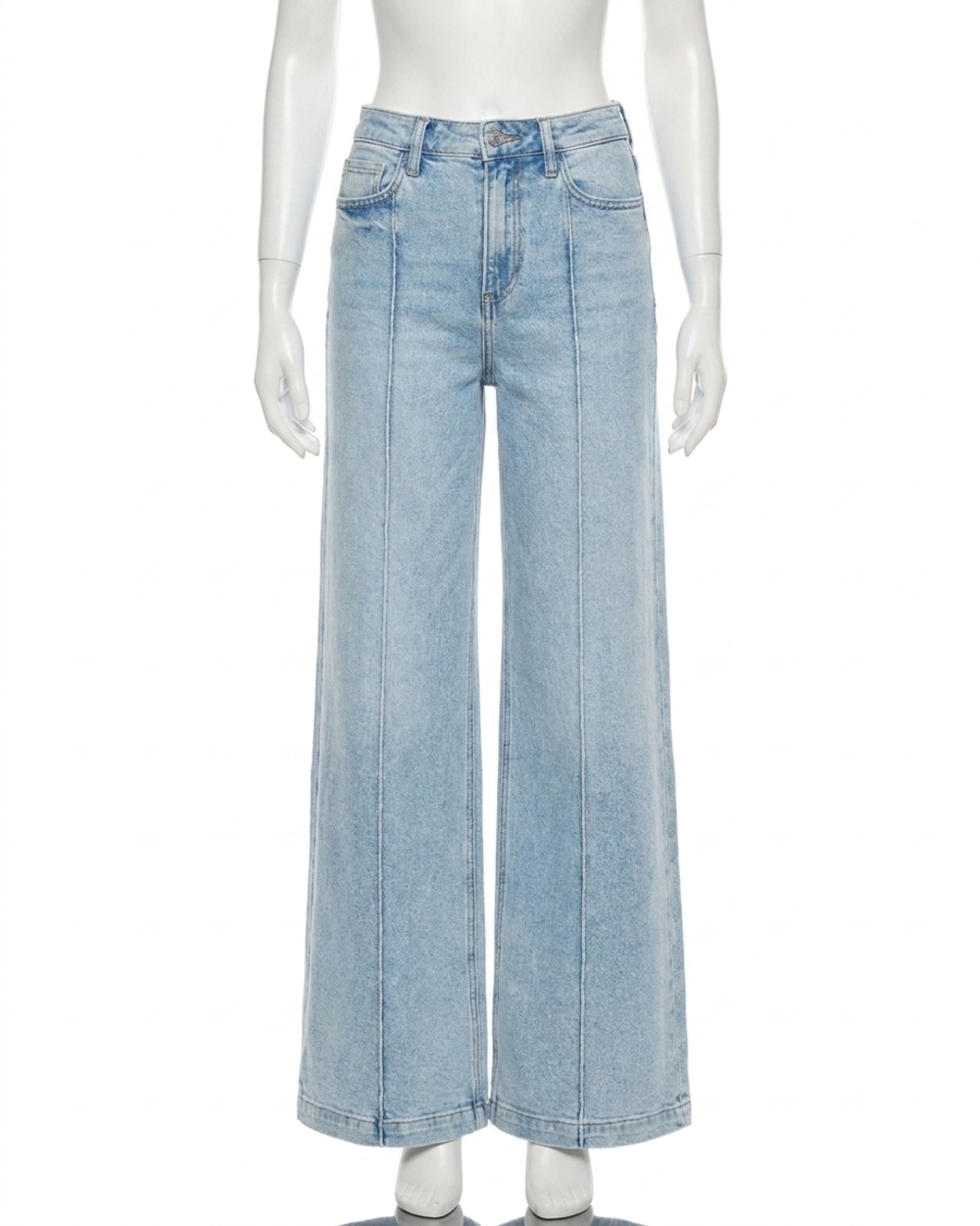 NEW RISEN high waist pintuck wide leg jeans in light wash